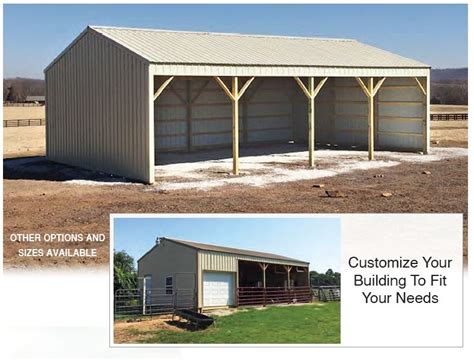 POLE BARN KITS 30X40 TRAD 30 X 40-Foot Traditional Suburban 3-Sided Post Frame Building Package ...