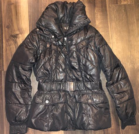 Guess Black Women’s Long Puffer Size XL Belted - Gem