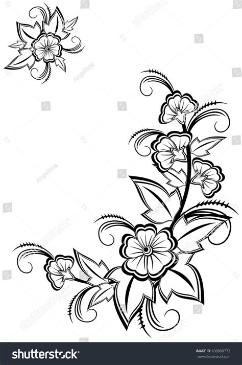 Illustration Of Abstract Black And White Floral Corner - 108808772 : Shutterstock