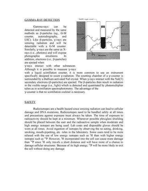 Gamma-RAY Detection - GAMMA-RAY DETECTION Gamma-rays can be detected and measured by the same ...