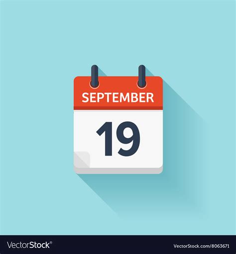 September 19 flat daily calendar icon Royalty Free Vector