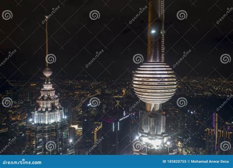 Top of Petronas Twin Towers. Aerial View of Kuala Lumpur Downtown ...