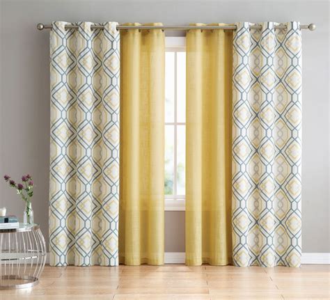 VCNY Home Complete 4 Pc. Geometric Grommet Top Curtain Set - Yellow ...