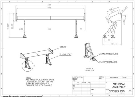 Spoiler dimensions and details. | Download Scientific Diagram