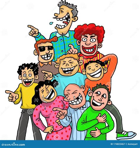 Funny Cartoon Crowd Laughing while they are Pointing Someone! Stock ...