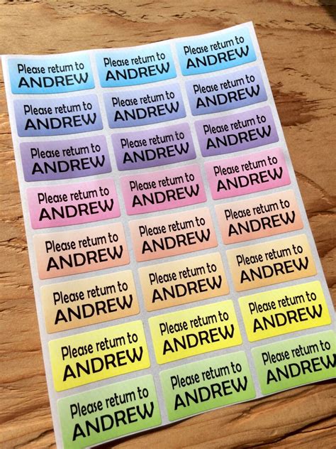 72 Waterproof Name Stickers Daycare Labels Rainbow Gradient | Etsy