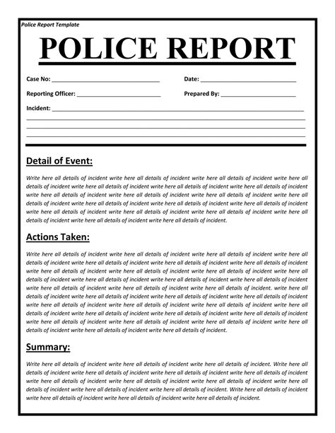 20+ Police Report Template & Examples [Fake / Real] - Template Lab