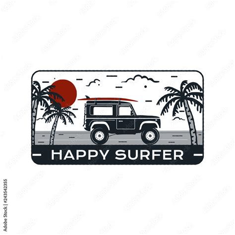 Surfing Logo Emblem. Vintage hand drawn travel badge, poster. Featuring ...