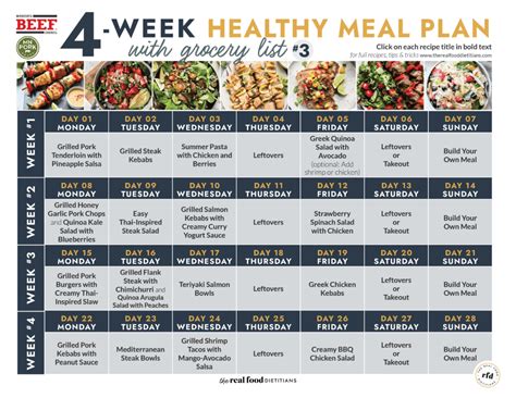 4-Week Healthy Summer Meal Plan With Grocery List - Healthier Living ...