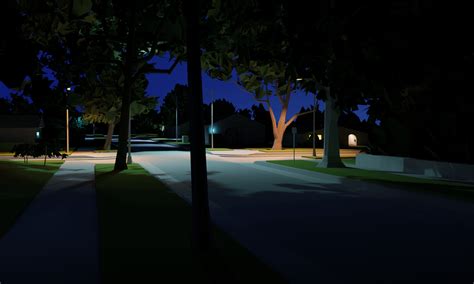 Neighborhood Street Night Lowpoly : blender