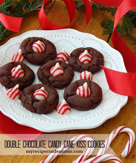 Double Chocolate Candy Cane Kiss Cookies