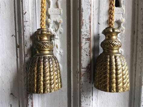 Antique brass blind pulls cord tassels light weights Pair | Etsy