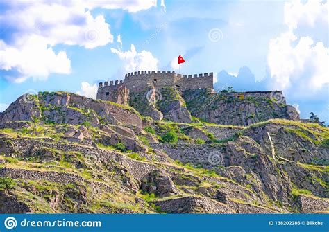 Ankara Castle on Blue Sky Background Stock Photo - Image of hill ...