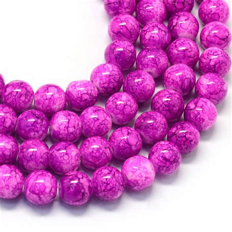 135 Pcs approx /1 Strand x 20 COLOURS~ROUND~MARBLE EFFECT~GLASS BEADS, 6 MM | eBay