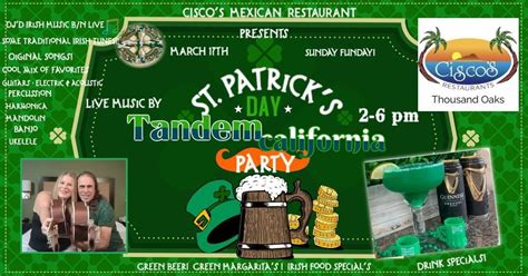 St. Patricks Day Shindig! Live Music Party at Ciscos! - T.O. - Happy Spring!, Cisco's Mexican ...