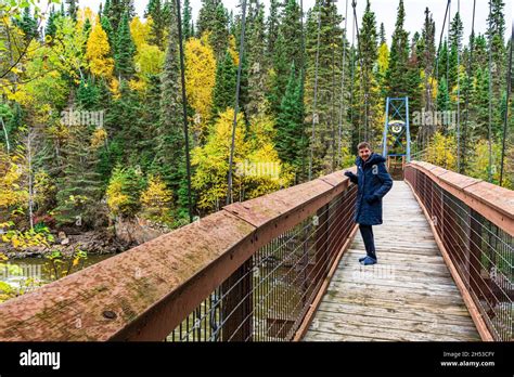 The Rotary bridge at Pisew Falls Provincial Park, Manitoba, Canada ...