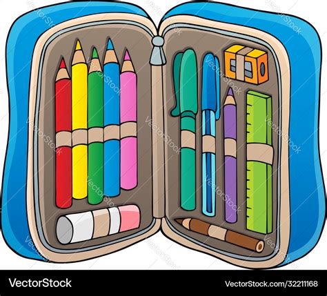 Pencil case theme image 1 Royalty Free Vector Image