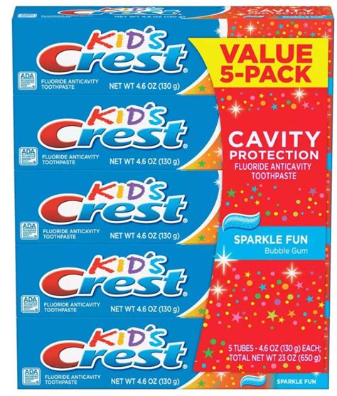 Crest Kids Sparkles Toothpaste, Value Pack , 5 x 4.6 oz — Goisco.com