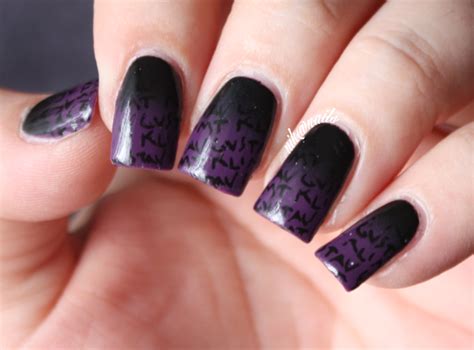 Black to Purple Gradient & Stamping – Nik@Nails