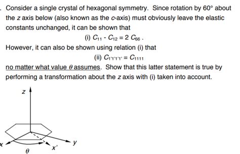 Consider a single crystal of hexagonal symmetry. | Chegg.com