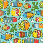 fish with geometric pattern wallpaper - caja_design - Spoonflower