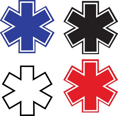 Star of Life icon. Set of three medical symbols. Emergency sign. Blank ...