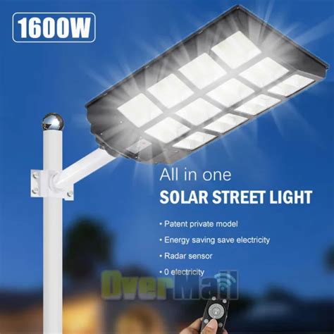 9900000000LM 1600W COMMERCIAL Solar Street Light Motion Sensor Dusk-to-Dawn+Pole $129.61 - PicClick