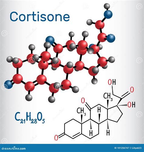 Cortisone, Steroid Hormone And Synthetic Corticosteroid, Chemical Structure Vector Illustration ...