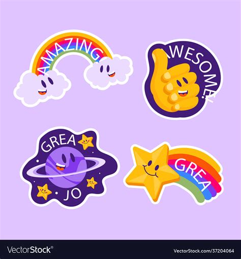 Set good job and great job stickers Royalty Free Vector