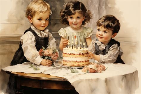 Vintage Kids Birthday Party Art Free Stock Photo - Public Domain Pictures