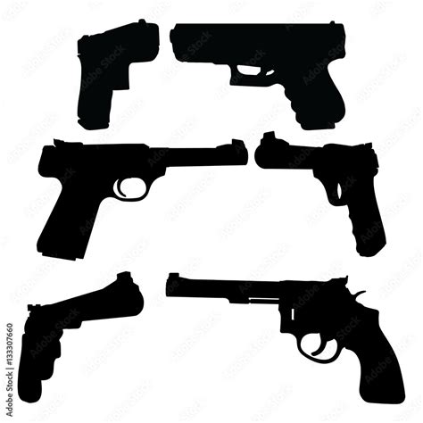 Gun Silhouettes is an illustration of three types of guns in both a ...