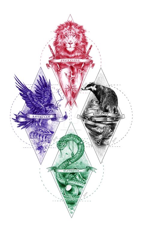 Hogwarts Houses by Carella-Art on DeviantArt