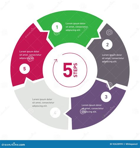 5 Step Process Circle Infographic. Template for Diagram, Annual Report, Presentation, Chart, Web ...