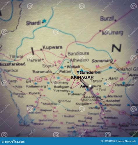 Srinagar District in India Presentation on Geographical Location Map on Paper Stock Photo ...