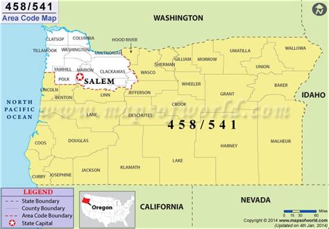 458 Area Code Map, Where is 458 Area Code in Oregon