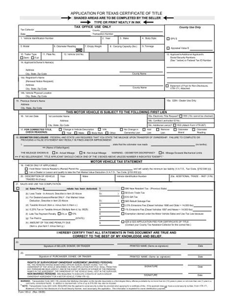 Texas Department Of Motor Vehicles Title Manual | Webmotor.org