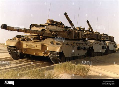 British Challenger tanks seen here preparing for operation Desert Storm in the western Saudi ...