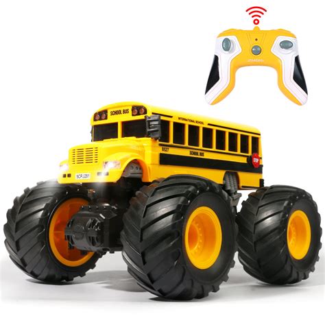 Remote Control School Bus Monster Truck Toy,1/18 RC School Offroad Hobby RC Racing Car With LED ...