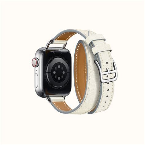 Band Apple Watch Hermes Double Tour 40 mm Attelage White - The Lux Group