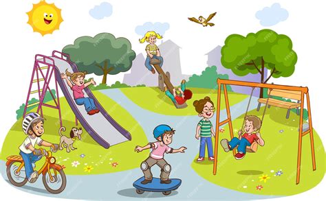 Premium Vector | Vector illustration of happy kids playing in playground