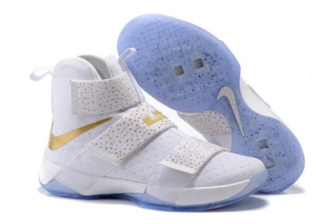 Nike Lebron Soldier 10 EP X Men White Gold Medal Basketball Shoes Men ...