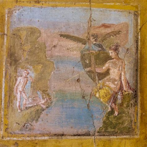 Fresco in Antique Roman House in Pompeii, Italy. Editorial Stock Photo ...