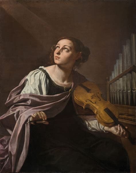 A painting by 'Saint Cecilia', the patroness of musicians. The painting by Simone Cantarini ...