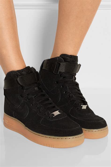 Nike Air Force 1 Hi Suede Sneakers in Black - Lyst