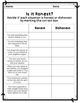 honesty worksheet honesty lesson worksheets for kids character trait ...