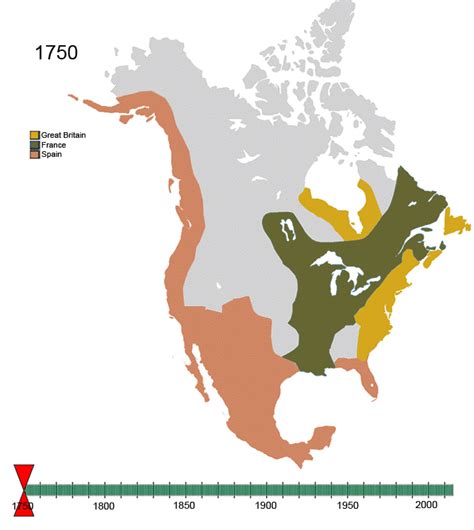 Territorial evolution of North America 1750 – 2000 - Vivid Maps
