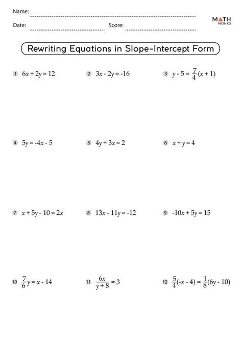 Slope Form Printable Worksheet - Printable Forms Free Online