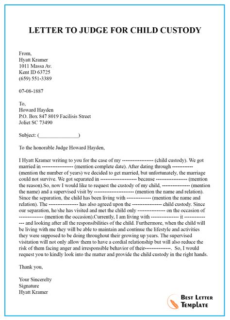 SAMPLE-LETTER-TO-JUDGE-FOR-CHILD-CUSTODY – Best Letter Template