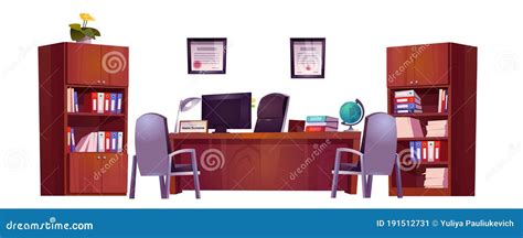 School Principals Office With Necessary Furnishing Cartoon Vector ...