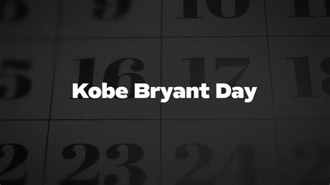 Kobe-Bryant-Day - List Of National Days